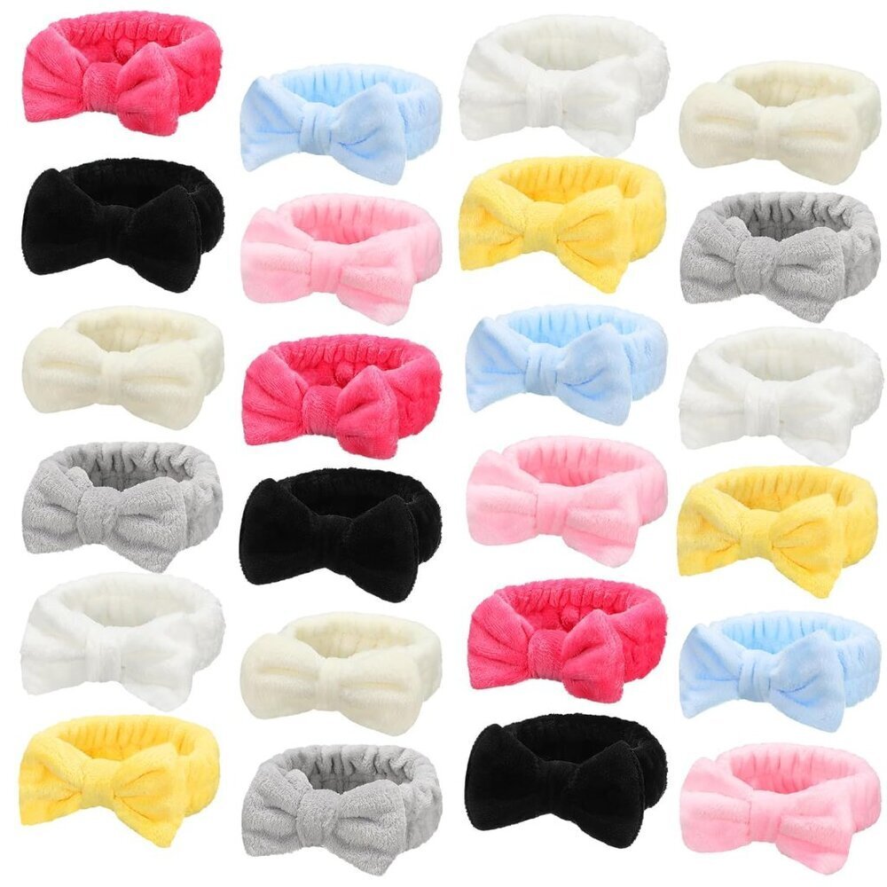 Facial Spa Headbands Flannel Bulk 24 Pcs Multicolor Sweet Style